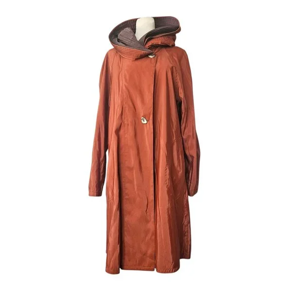 Mycra Pac Donatella Reversible Rain Jacket Hood Brown/Orange SZ 0-Petite US 6-8 - Picture 1 of 16